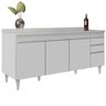 Balcão Gabinete 180cm com Tampo Dallas Branco - Lumil Lumil Móveis - 2