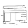 Balcão Gabinete 180cm com Tampo Dallas Branco - Lumil Lumil Móveis - 4