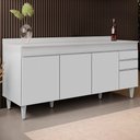 Ver imagem 1 de Balcão Gabinete 180cm com Tampo Dallas Branco - Lumil Lumil Móveis