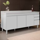 Ver imagem 1 de Balcão Gabinete 180cm com Tampo Dallas Branco - Lumil Lumil Móveis