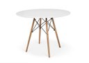 Ver imagem 2 de Conjunto Mesa de Jantar Eames Eiffel Redonda 110cm Tampo de Madeira Branco + 5 Cadeiras Brancas