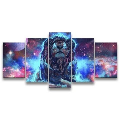 Quadro Decorativo 129x63 Sala Quarto Leão no Universo