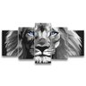 Quadro Decorativo 129x63 Quarto Leão Luxo P & B Olhos Azuis - 1