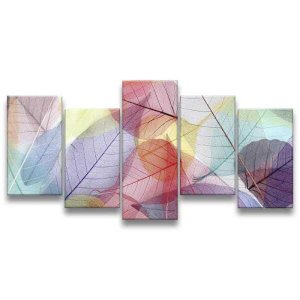 Quadro Decorativo 129x63 Sala Quarto Arte Folhas Coloridas