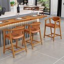 Ver imagem 6 de Kit 05 Banquetas Baixa Cozinha Sala de Jantar Bancada Cecília L02 Couríssimo Camel - Lyam Decor