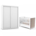 Ver imagem 1 de Jogo de Quarto Infantil Guarda Roupa 2 Portas de Correr e Berço com Capitonê Tutto New Branco Soft -