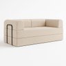 Sofá Cama de Espuma Modular Axel 160cm 02 Lugares com Apoio de Metal Linho Bege - Desk Design - 1