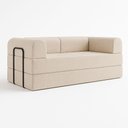 Ver imagem 1 de Sofá Cama de Espuma Modular Axel 160cm 02 Lugares com Apoio de Metal Linho Bege - Desk Design