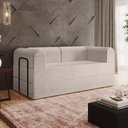 Ver imagem 2 de Sofá Cama de Espuma Modular Axel 160cm 02 Lugares com Apoio de Metal Linho Bege - Desk Design