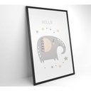 Ver imagem 4 de Quadro Infantil Hello Elefante Medidas 40x60 Cm Impressão Tecido Canvas