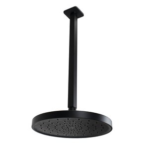 Ducha Redonda 25 Cm Abs Black com Braço de Teto 40 Cm