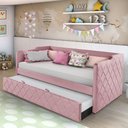 Ver imagem 1 de Sofá Cama Infantil em Madeira e Veludo Pavia Rosa Dubai Php Mobilia
