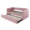 Sofá Cama Infantil em Madeira e Veludo Pavia Rosa Dubai Php Mobilia - 2