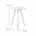 Ver imagem 3 de Mesa Lateral de Apoio em Madeira Maciça com Design Torneado Branco Fosco