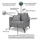 Ver mais imagens de Kit Poltrona e Sofá Living 2 Lugares 1,80m Sirius Linho Grafite Pés Metálicos - Pallazio