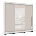 Ver imagem 2 de Roupeiro Valência 3 Portas Correr com Espelho 217x213cm Branco/Creme 240854