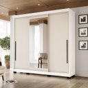 Ver imagem 1 de Roupeiro Valência 3 Portas Correr com Espelho 217x213cm Branco/Creme 240854