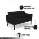 Ver imagem 3 de Poltrona Namoradeira Decorativa Karen Pés Fixo em Madeira Preto Linho Preto G19 - Gran Belo