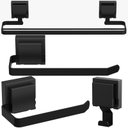 Ver imagem 1 de Kit Acessórios de Banheiro Ventosa Preto Duplo 4pçs F.max