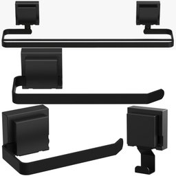 Kit Acessórios de Banheiro Ventosa Preto Duplo 4pçs F.max - 1