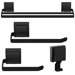 Kit Acessórios de Banheiro Ventosa Preto Duplo 4pçs F.max - 1