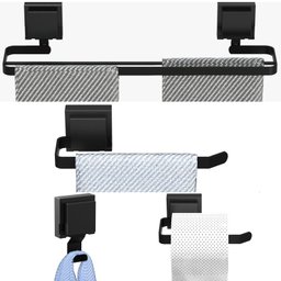 Kit Acessórios de Banheiro Ventosa Preto Duplo 4pçs F.max - 4