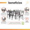 Conjunto de Mesa Itália com 6 Cadeiras 1,40m Artefamol Granito / Dark - 5