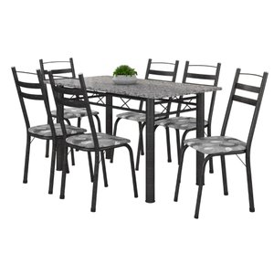 Conjunto de Mesa Itália com 6 Cadeiras 1,40m Artefamol Granito / Dark