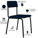 Ver imagem 4 de Kit 03 Cadeiras Estofada para Sala de Jantar Sense Preto C01 Linho Azul Escuro - Lyam Decor