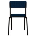 Ver mais imagens de Kit 03 Cadeiras Estofada para Sala de Jantar Sense Preto C01 Linho Azul Escuro - Lyam Decor