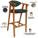 Ver imagem 4 de Kit 03 Banquetas Alta Para Cozinha Sala de Jantar Fixa Cecília L02 Linho Verde Musgo - Lyam Decor