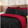 Kit 6 Peças Queen Edredom e Lençol Elástico Preto/vermelho - 2