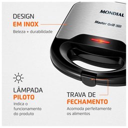 Grill e Sanduicheira Master Mondial 750w 127v Preto-inox Preto 110v - 2