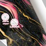 Papel de Parede Painel 3D Mármore Preto Dourado Rosa 2,5M Revestimento Auto Colante Marmorizado - 3
