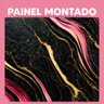 Papel de Parede Painel 3D Mármore Preto Dourado Rosa 2,5M Revestimento Auto Colante Marmorizado - 2