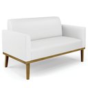 Ver imagem 7 de Sofá Namoradeira e 2 Poltronas Base Madeira Castanho Maressa Sintético Branco - Ibiza