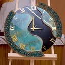 Ver imagem 1 de Relógio de Parede Grande 60cm Luxo - Fundo Preto com Verde Mesclado