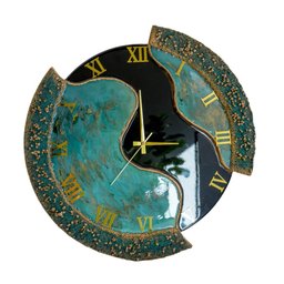 Relógio de Parede Grande 60cm Luxo - Fundo Preto com Verde Mesclado - 2