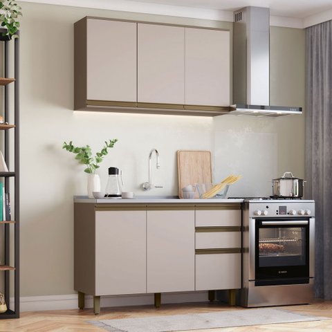 Cozinha Compacta Connect 6 Portas 2 Gavetas 100% Mdf Duna/cristal - Henn