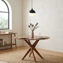 Ver imagem 1 de Mesa de Jantar Redonda Madeira Maciça 4 Lugares 100cm Lisboa