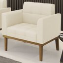 Ver imagem 2 de Poltrona Decorativa Base Madeira Castanho Ana Linho Bege - Ibiza