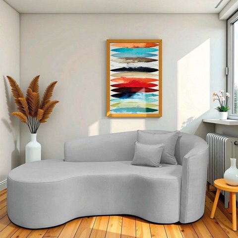 Recamier Curvo Orgânico 180cm 3 Lugares Lado Esquerdo para Sala de Estar Linho Londres