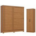 Ver imagem 1 de Guarda Roupa Solteiro 02 Portas de Correr 03 Gavetas Prime com Armário Multiuso Margarida Cinamomo -