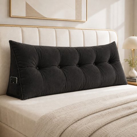 Almofada Encosto Triangular Cama Leitura Cabeceira Suede