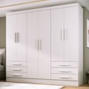 Ver imagem 1 de Guarda-roupa Solteiro Lancaster 6 Portas 6 Gavetas 100% Mdf Branco - Panorama Móveis