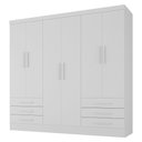 Ver imagem 3 de Guarda-roupa Solteiro Lancaster 6 Portas 6 Gavetas 100% Mdf Branco - Panorama Móveis