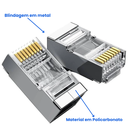 Ver imagem 4 de Kit 80 Conector Blindado Rj45 Cristal 8p8c Cat6