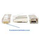 Ver imagem 6 de Kit 80 Conector Blindado Rj45 Cristal 8p8c Cat6