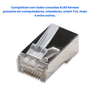 Ver imagem 7 de Kit 80 Conector Blindado Rj45 Cristal 8p8c Cat6