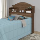Ver imagem 1 de Cabeceira para Cama Box Solteiro 90cm Evelyn com Nichos e Prateleiras:Mocaccino